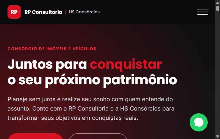 Captura de tela do site RP Consultoria